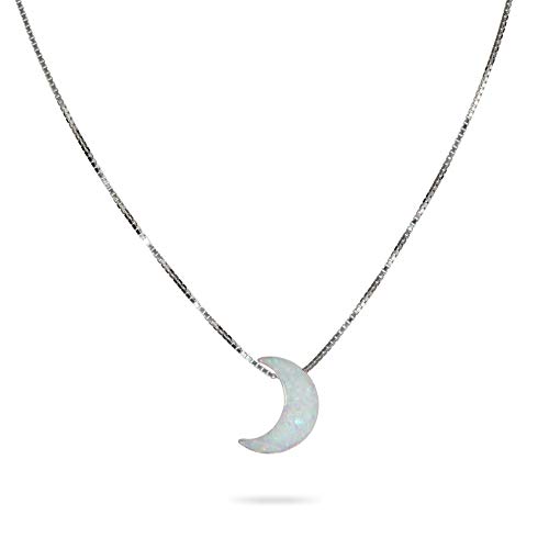 Weiß Opal Mond Halskette Sterling...